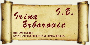 Irina Brborović vizit kartica